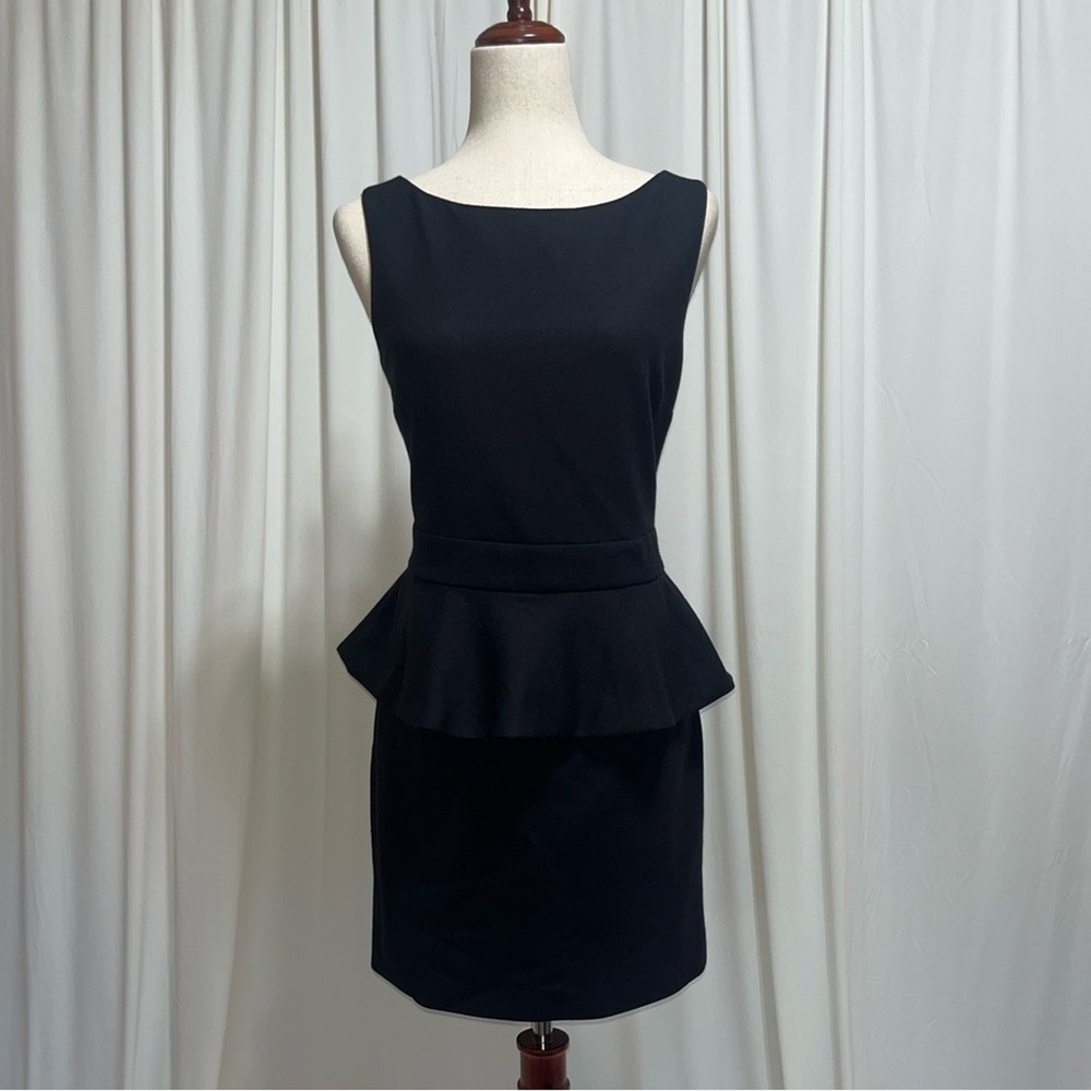 Alice + Olivia Virgin Wool Open Back Peplum Mini Dress Size M